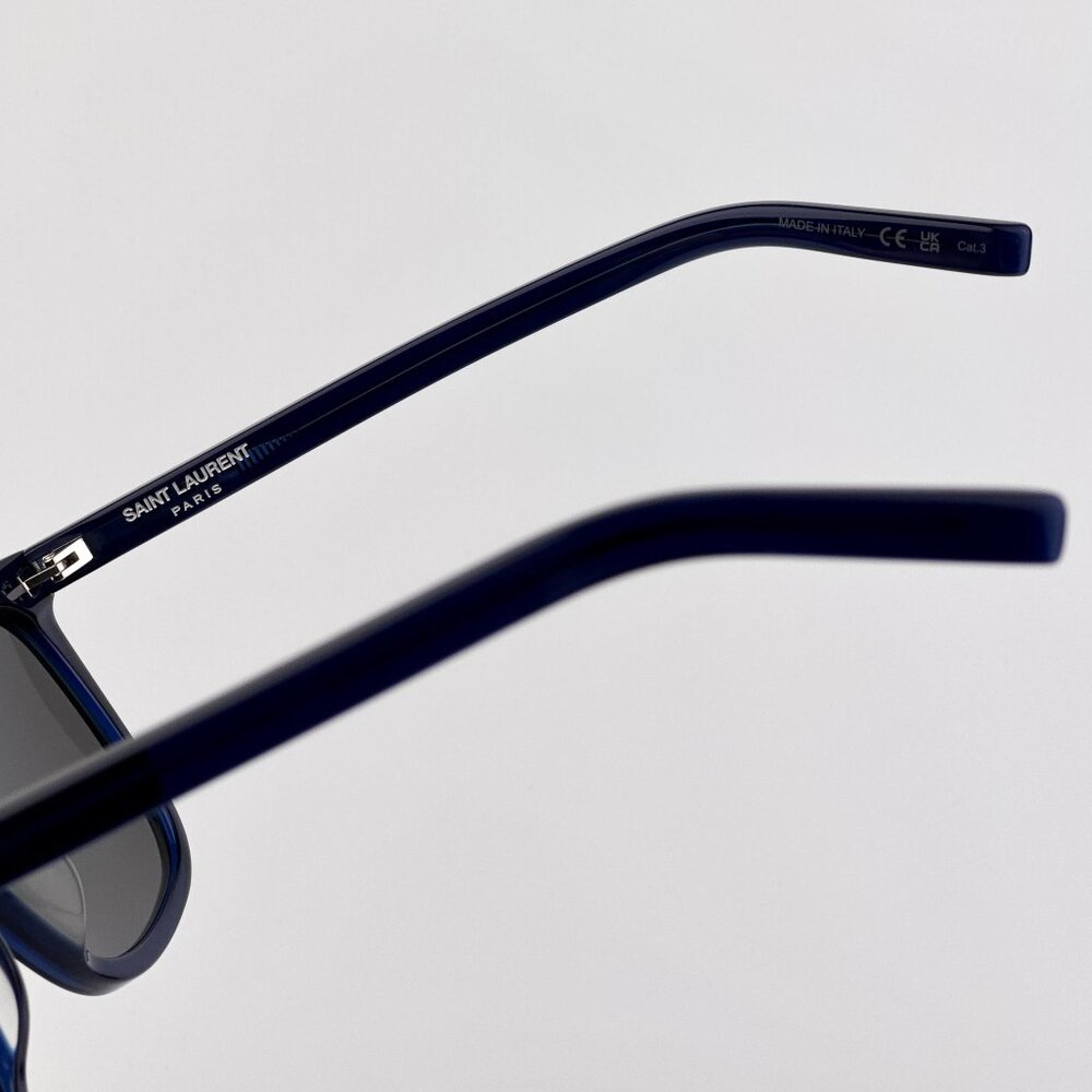 Saint Laurent SL116K Square Sunglasses – Blue Frame Silver Lenses | Model 003 - Picture 7 of 9